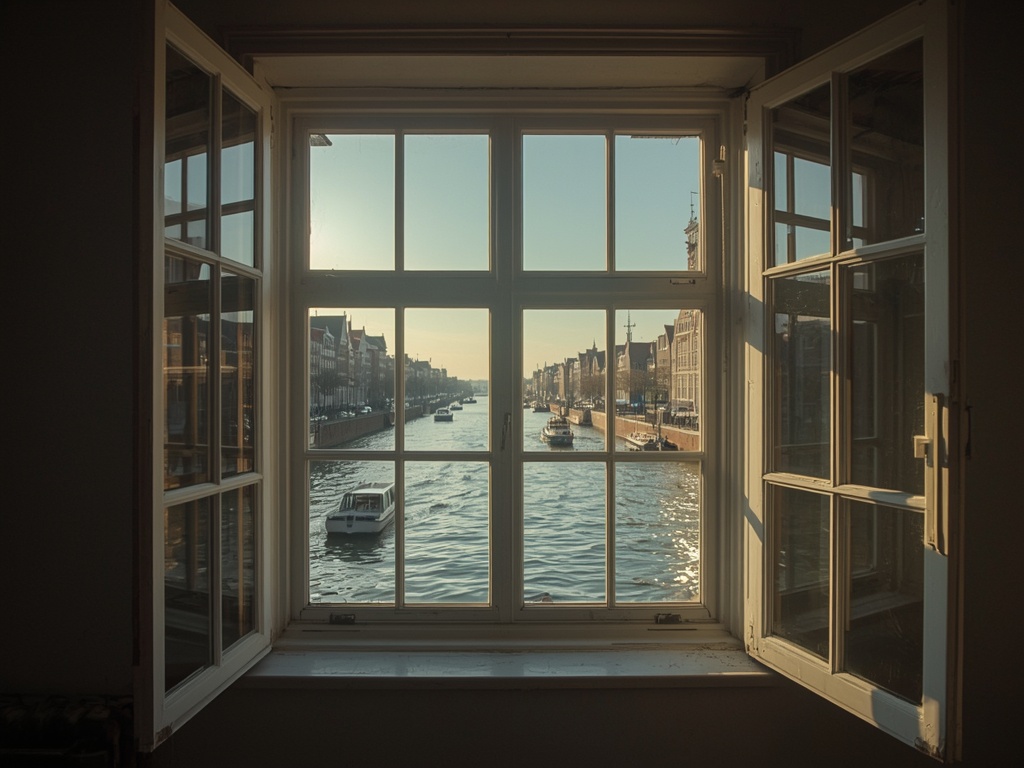 Interieur van een Gorcums pand met uitzicht op de Linge door nieuwe kunststof kozijnen