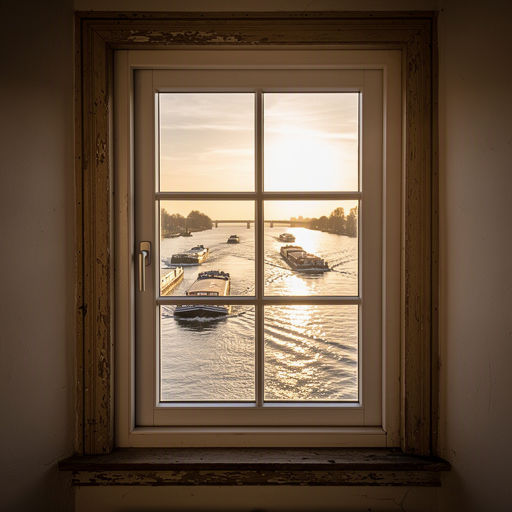 Woonkamer in Hardinxveld-Giessendam met uitzicht door nieuwe kunststof kozijnen richting de rivier de Merwede