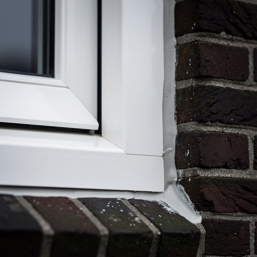 Detailopname wit kunststof kozijnprofiel op metselwerk in Papendrecht