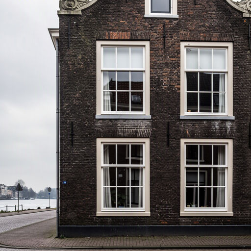 Karakteristieke dijkbebouwing Sliedrecht met nieuw geplaatste witte kunststof kozijnen