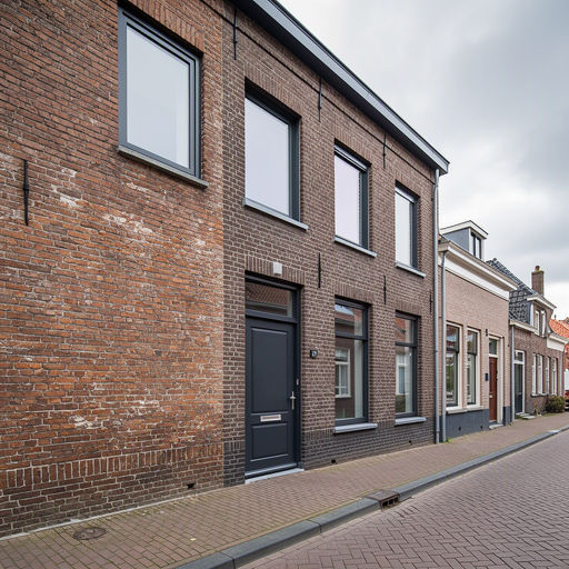 Woning in Dordrecht met strakke witte kunststof kozijnen en groene gevelbeplanting